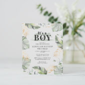Papier Invitation Baby shower Safari Jungle Botanique (Debout devant)