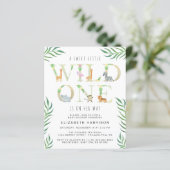 Papier Invitation Baby shower Safari Wild One Budget (Debout devant)
