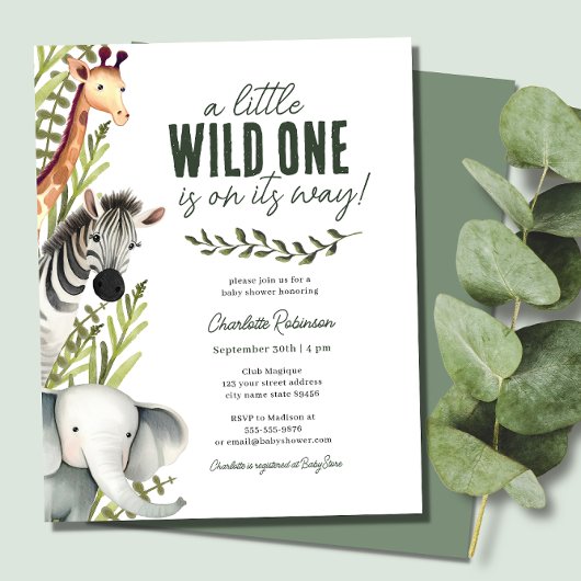 Papier Invitation Baby Shower Sauvage Safari Animaux Budg