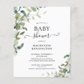Papier Invitation Baby shower Succulent Eucalyptus Budget (Devant)