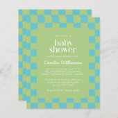 Papier Invitation Baby shower vert bleu tableau de contrô (Devant / Derrière)