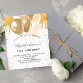 Papier Invitation ballons d'or blanc anniversaire