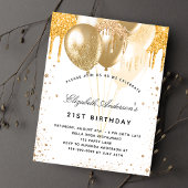 Papier Invitation ballons d'or blanc anniversaire