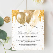 Papier Invitation ballons d'or blanc anniversaire