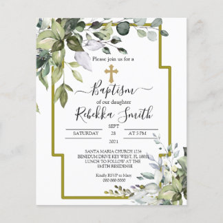 Papier Invitation Baptême Budget Vert