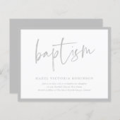Papier Invitation Baptême & Christening Script Budget (Devant / Derrière)