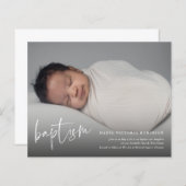 Papier Invitation Baptême & Christening Script Budget (Devant / Derrière)