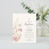 Papier Invitation Baptême de Jardin Fleur sauvage Budget (Debout devant)