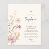Papier Invitation Baptême de Jardin Fleur sauvage Budget (Devant)