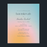 Papier Invitation Bat mitzvah de dégradé bleu Pastel Budg<br><div class="desc">Budget Boho Celestial Pastel Blue and Pink Gradient Bat mitzvah Invitation</div>