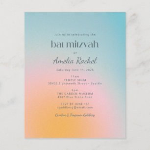 Papier Invitation Bat mitzvah de dégradé bleu Pastel Budg
