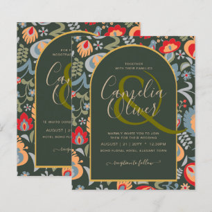 Papier invitation bilingue de mariage de fleurs populaire
