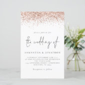 Papier Invitation blanc du Mariage de Parties scintillant (Debout devant)