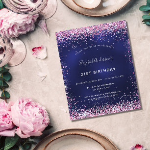 Papier Invitation bleu marine anniversaire
