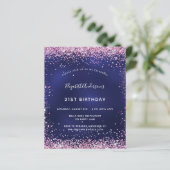 Papier Invitation bleu marine anniversaire (Debout devant)