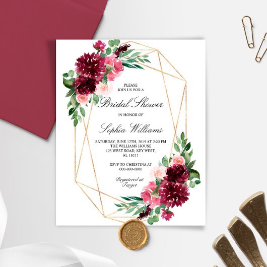 Papier Invitation Bohème Floral Bridal Budget