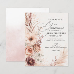 Papier Invitation Bohème pas chère Terracotta Pampas Quin