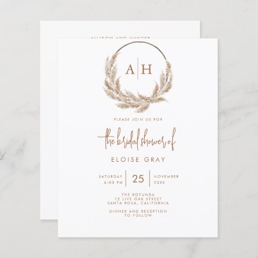 Papier Invitation Boho Bridal Shower (Devant / Derrière)