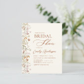 Papier Invitation Boho Chic Fleur sauvage Douche nuptiale (Debout devant)