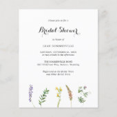 Papier Invitation Boho Fleur sauvage Budget Douche nuptia (Devant)