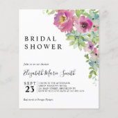 Papier Invitation Boho Floral Rose Budget Douche nuptiale (Devant)