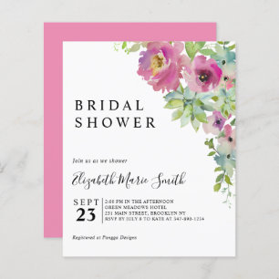 Papier Invitation Boho Floral Rose Budget Douche nuptiale