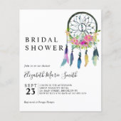 Papier Invitation Boho Floral Rose Budget Douche nuptiale (Devant)