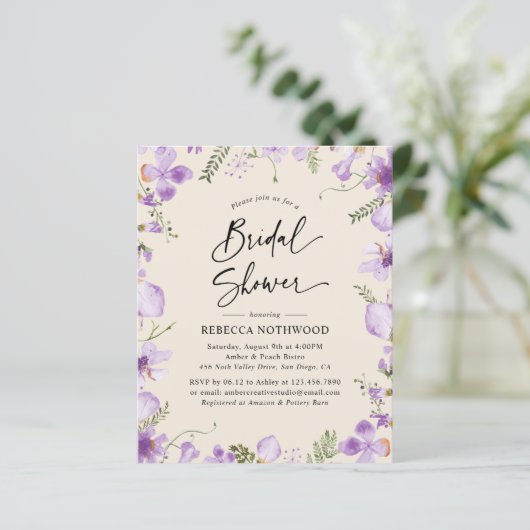 Papier Invitation Boho Purple Bridal (Debout devant)
