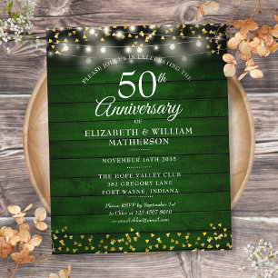 Papier Invitation Bois Or Cœurs pour les 50 ans de Budget