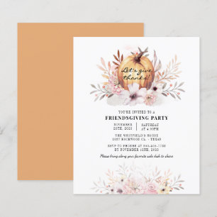 Papier Invitation botanique de Friendsgiving de citrouill