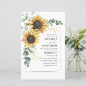 Papier Invitation botanique Mariage de Sunflower Eucalypt (Debout devant)