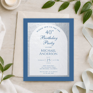 Papier Invitation Budget 40 Anniversaire Classique Bleu A