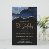 Papier Invitation Budget Agate Bleu Or 18 Ans (Debout devant)