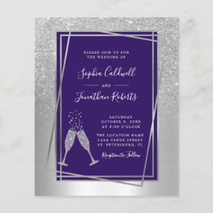Papier Invitation Budget All in One Silver and Blue Weddi