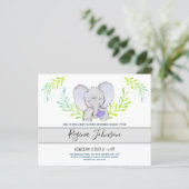 Papier Invitation Budget Baby shower Elephant (Debout devant)