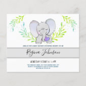 Papier Invitation Budget Baby shower Elephant (Devant)