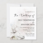 Papier Invitation Budget Blanc Floral Aquarelle QR Mariag (Devant)