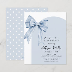 Papier Invitation Budget Blue Bow Coquette Garçon Baby Sh