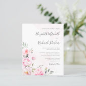 Papier Invitation Budget Blush Pink Aquarelle Floral Mari (Debout devant)