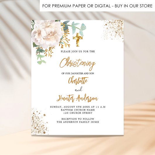 Papier Invitation budget des jumeaux de Christening eucal