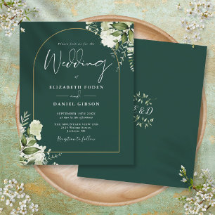 Papier Invitation Budget Emerald Floral Gold Arch Mariage