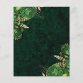 Papier Invitation Budget Emerald Green Gold Floral Mariag (Dos)