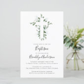 Papier Invitation Budget Eucalyptus Baptême (Debout devant)