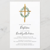 Papier Invitation Budget Eucalyptus Cross Baptism (Devant)