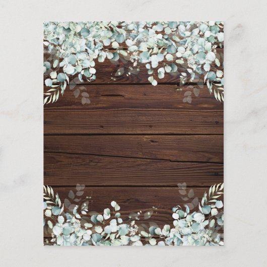 Papier Invitation Budget Eucalyptus & Dedication Bois (Dos)