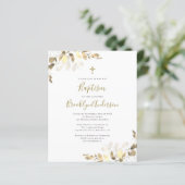 Papier Invitation Budget Eucalyptus Gold Baptism (Debout devant)