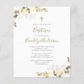 Papier Invitation Budget Eucalyptus Gold Baptism (Devant)