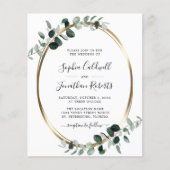 Papier Invitation Budget Eucalyptus Gold Foil Sage Mariag (Devant)