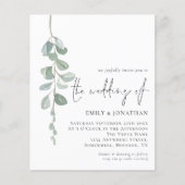 Papier Invitation Budget Eucalyptus Script QR Sage Weddin (Devant)