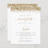 Papier Invitation Budget Gold Parties scintillant Girly 2 (Devant / Derrière)